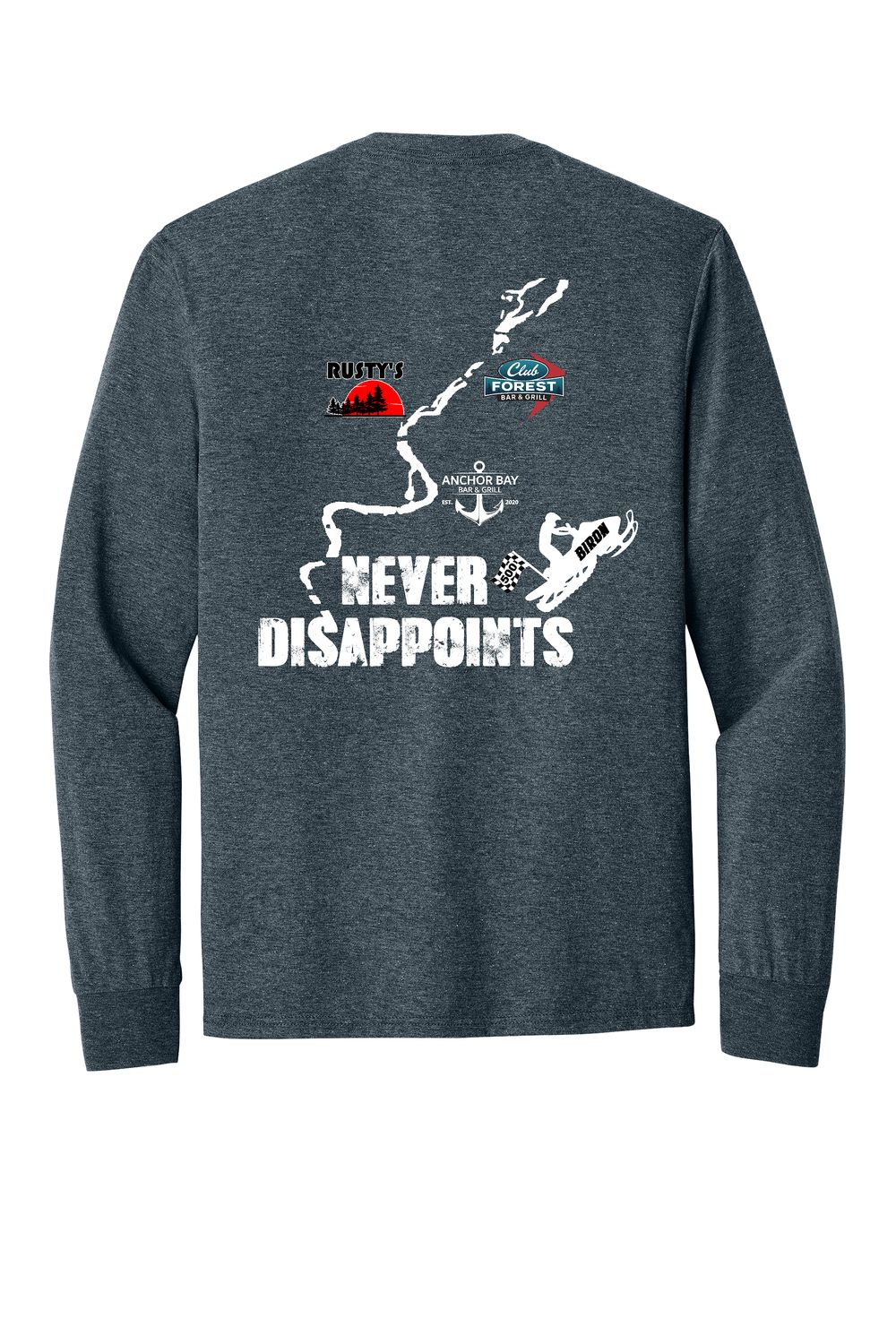 Never Disappoints District® Perfect Tri® Long Sleeve Tee - Navy Frost - Biron 500