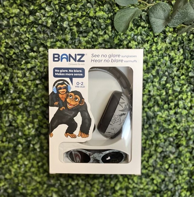 Baby Earmuffs &amp; Sunglasses Combo Set, Color: Grey Doodle
