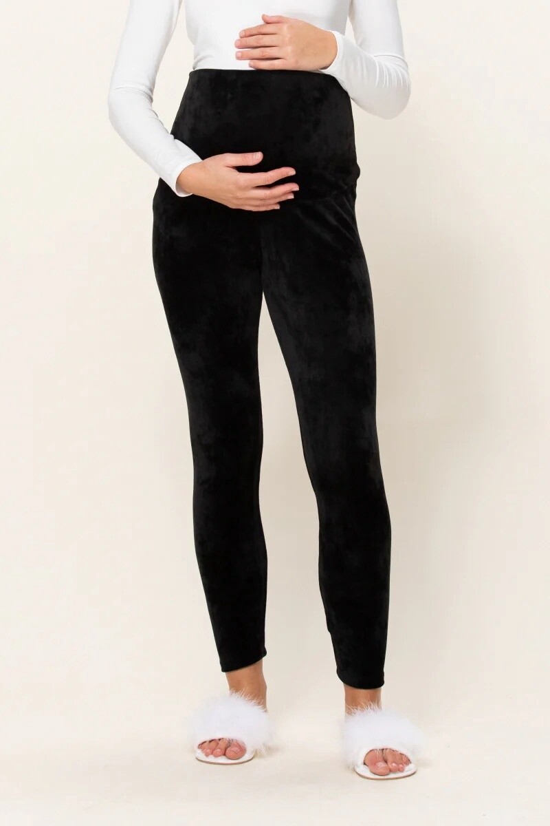 Black Velvet Maternity Leggings, Size: Small