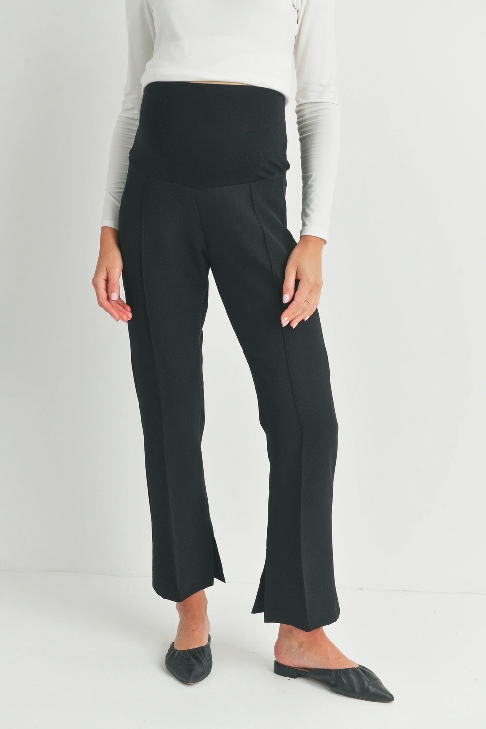 Bailee Bootcut Maternity Pants, Color: Black, Size: Small