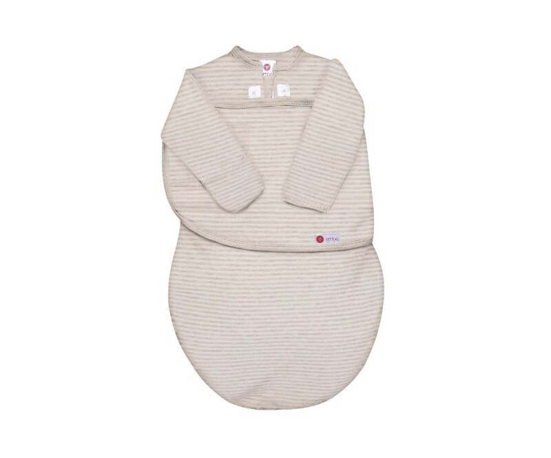 Organic Starter Swaddle with Long Sleeves- Oatmeal Stripe