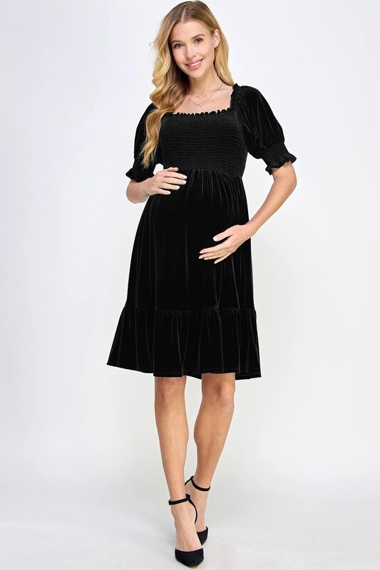 Sarah Velvet Maternity Dress