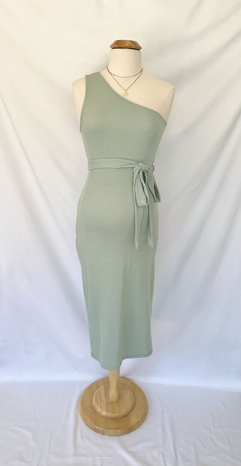 Larissa One Shoulder Dress, Color: Mint, Size: Small