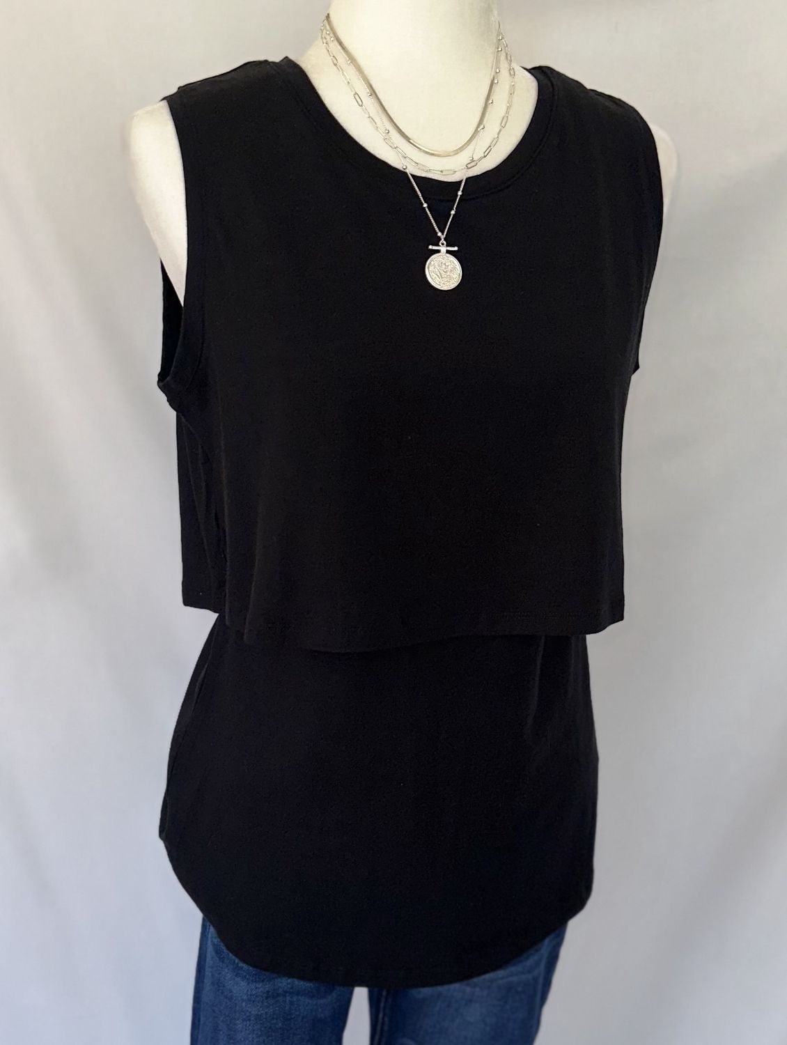 Maddie Sleeveless Maternity/Nursing Tank, Color: Black, Size: X-small