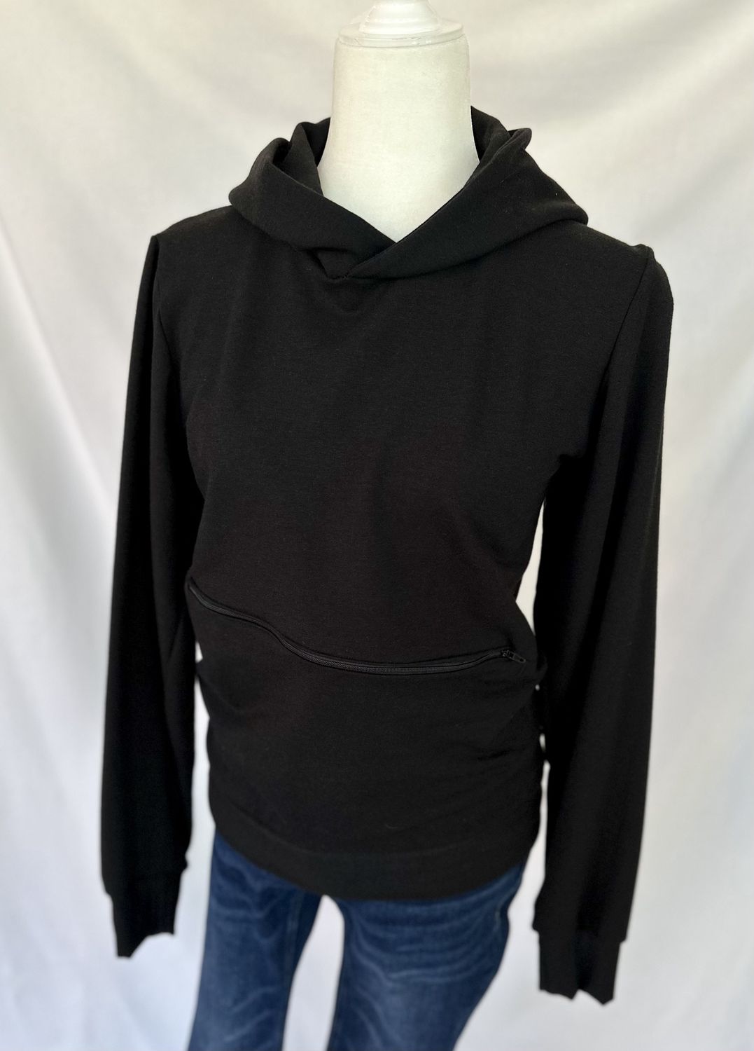 Sloan Zipper Nursing Hoodie, Color: Black, Size: X Small