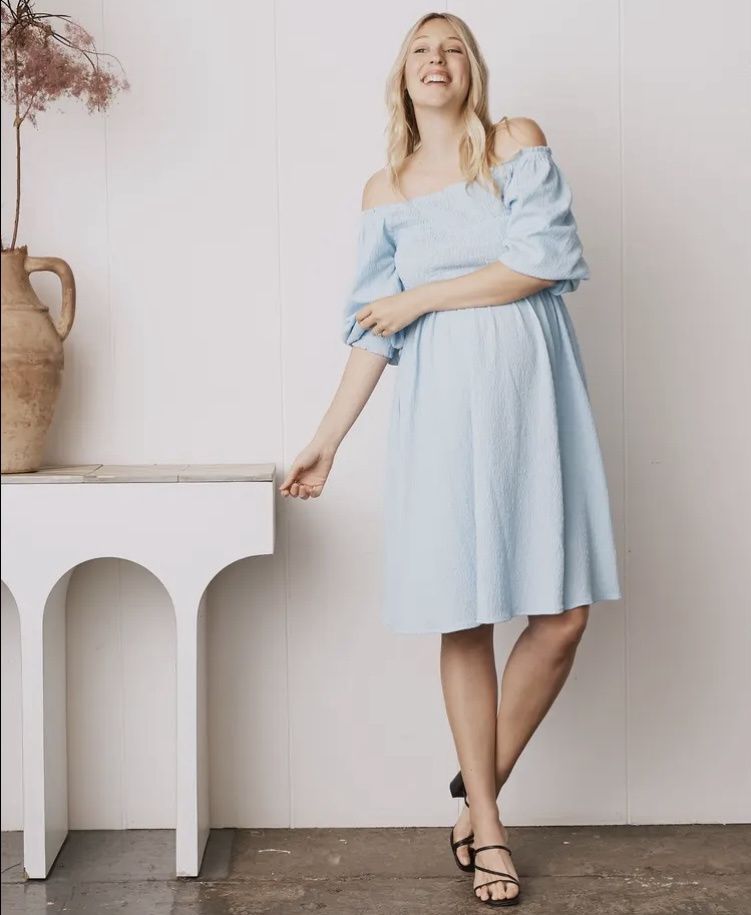 Avery Smock Dress, Color: Baby Blue, Size: XS