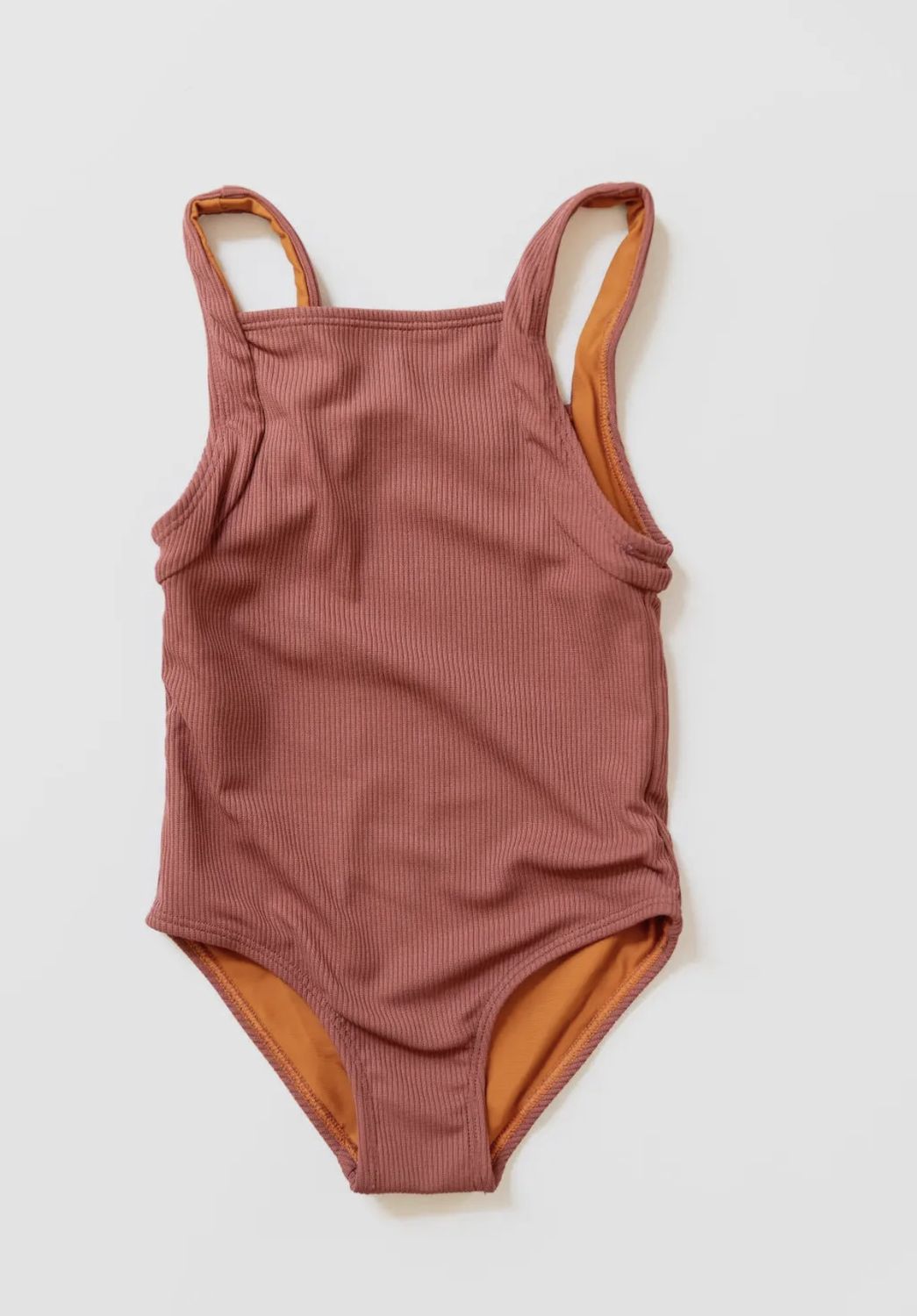 Arizona Ribbed One Piece Swimsuit, Color: Sandstone red, Size: 2-3Y