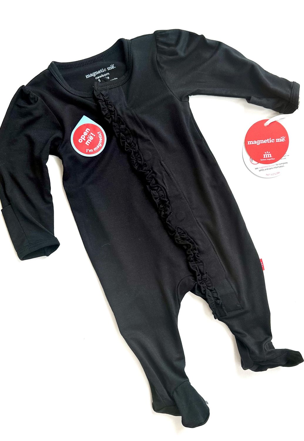 Dana Ruffle Sleeper, Size: NB, Color: Black