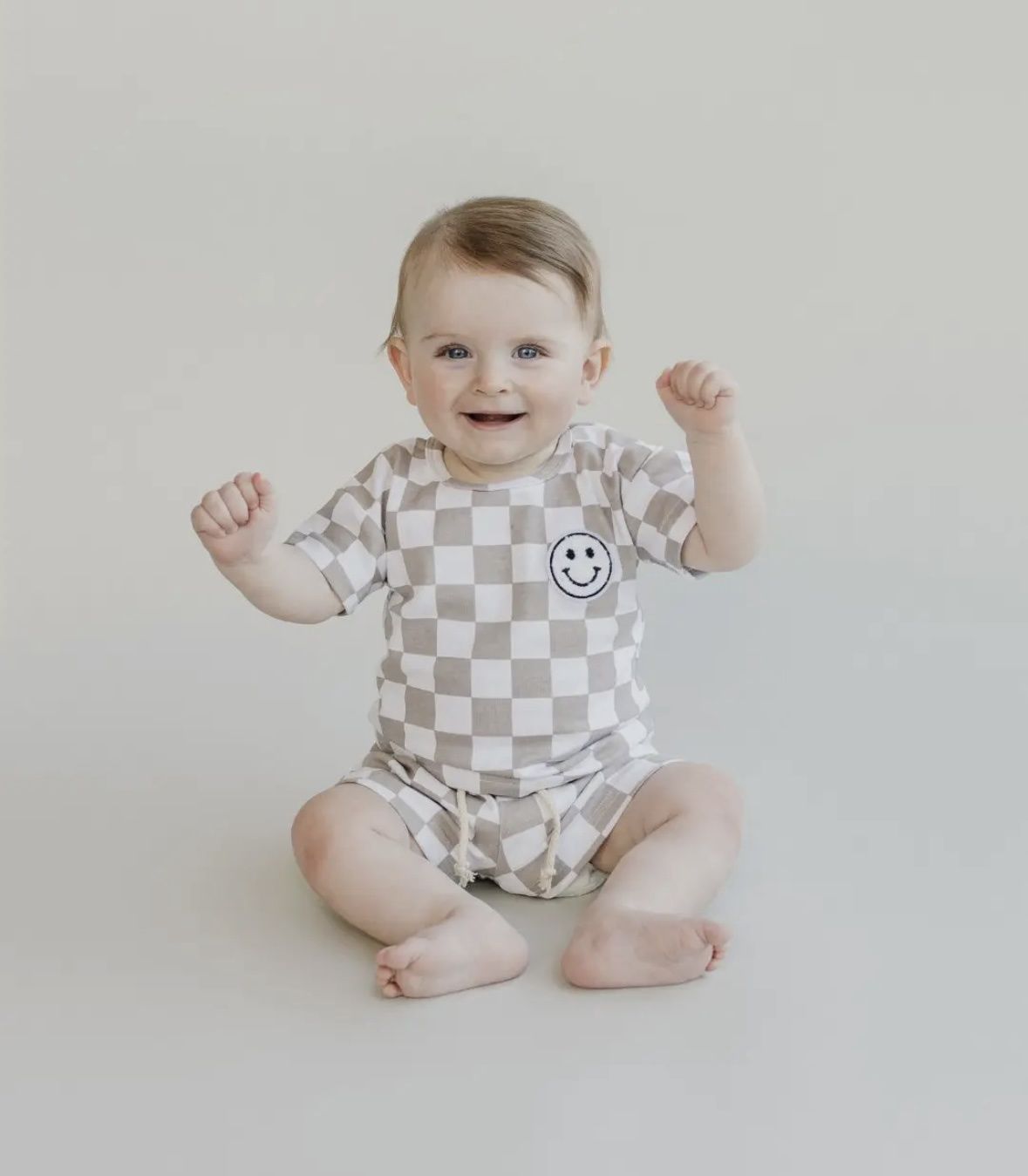 Collin Checkered Set, Color: Latte, Size: NB
