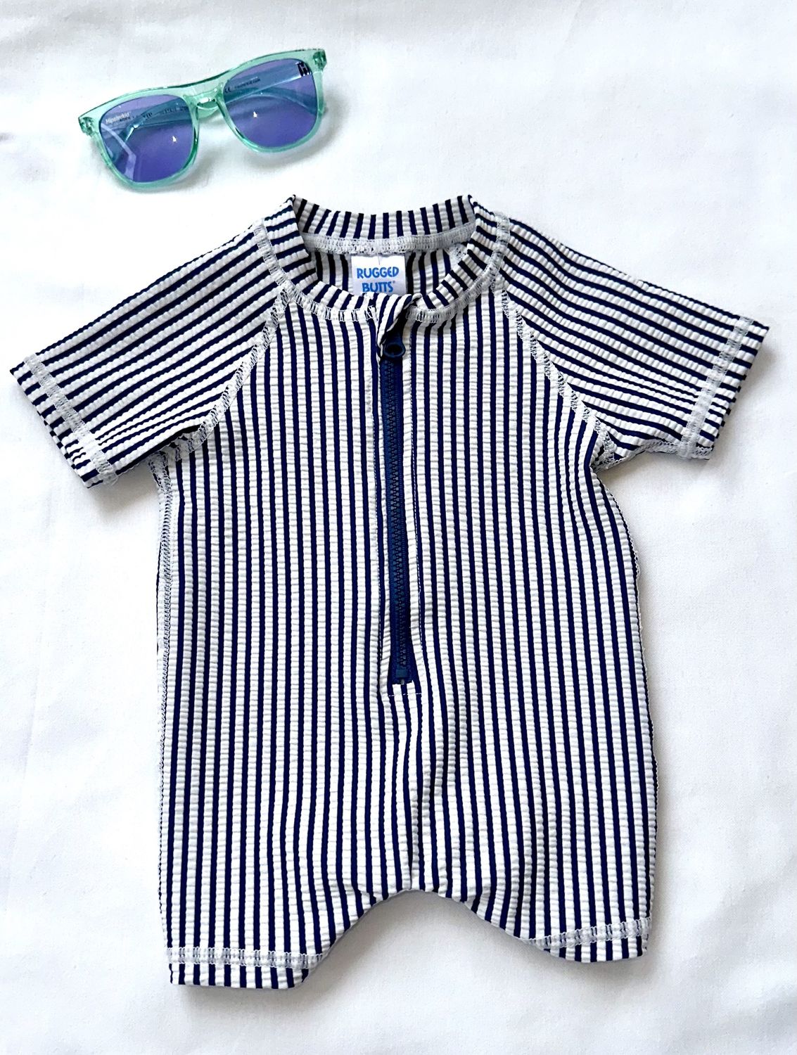 Striped Swim Onesie, Color: Navy Stripes, Size: 0-3M