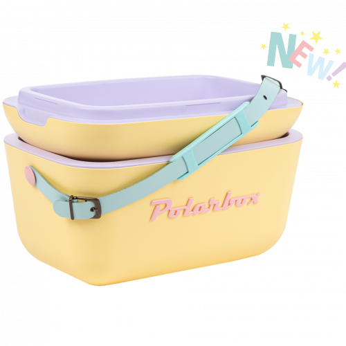 Polarbox 13 Qt., Color: Yellow Rainbow - Cyan Leather Strap