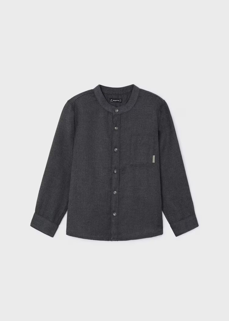 Layne Mao Collar Shirt, Color: Dark Grey, Size: Size 2