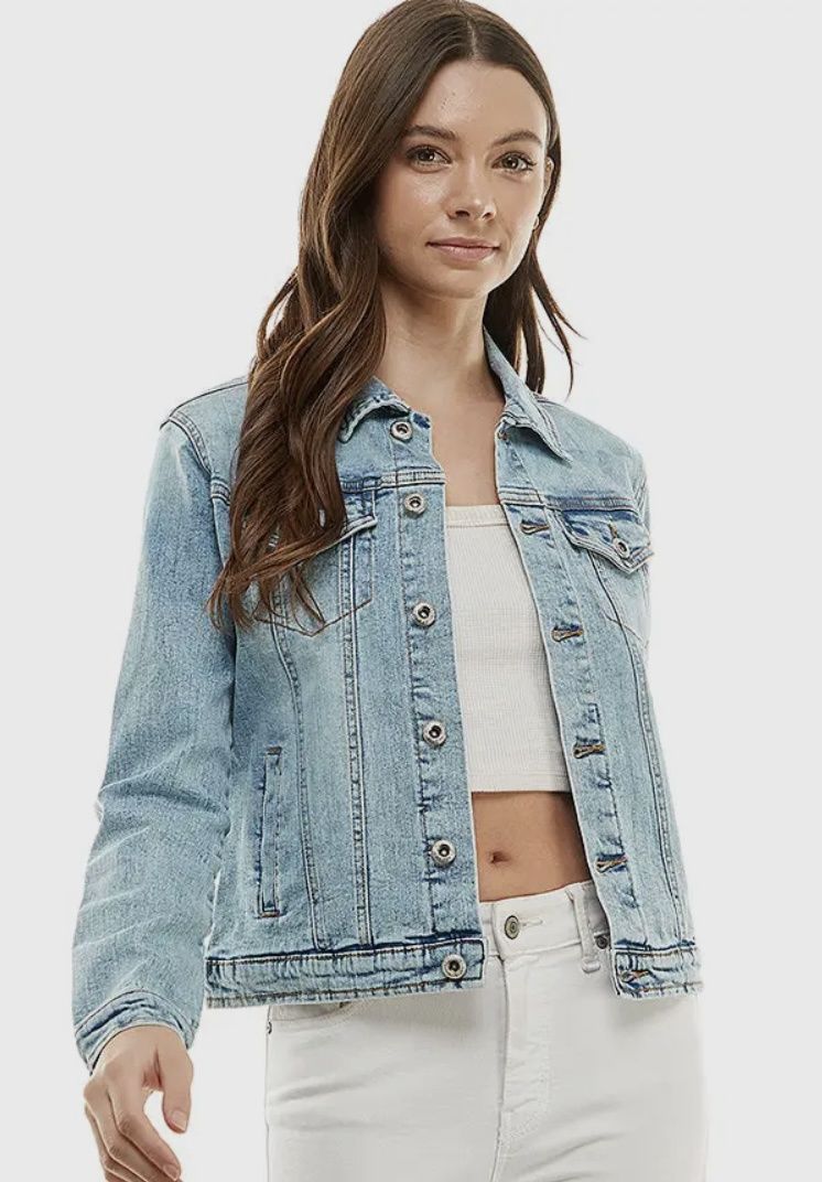 Jackie Denim Jacket, Color: Light Wash, Size: Small