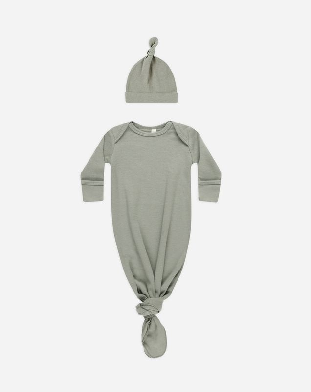 Knotted Baby Gown + Hat Set
