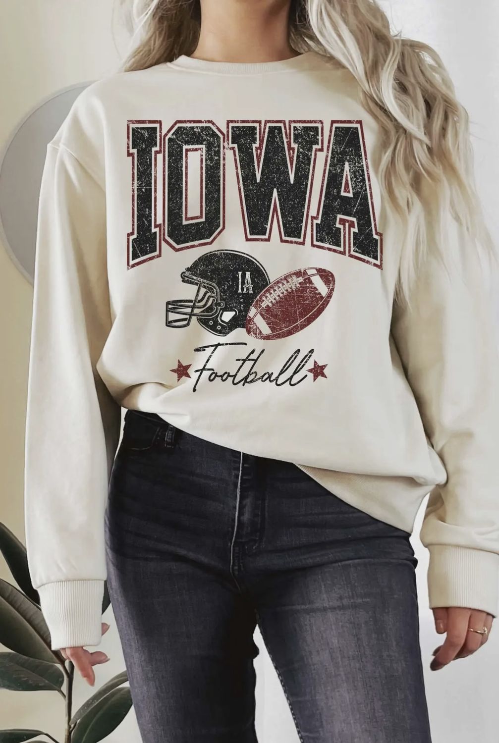 Iowa Football Graphic Sweatshirt, Color: Oat, Size: Small