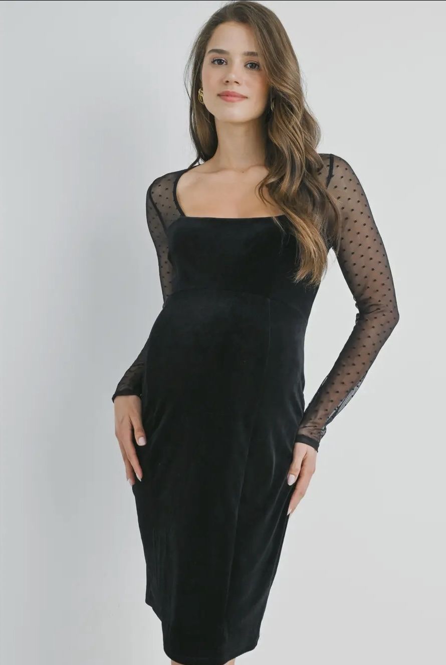 Makenna Velvet Dress, Color: Black, Size: Small