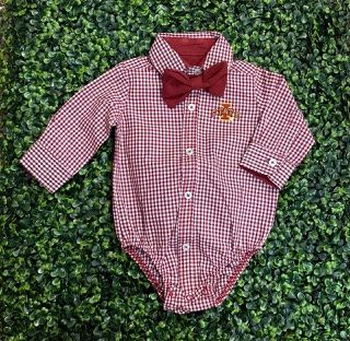 Iowa State Gingham Bodysuit with Bowtie, Size: 0-3mo