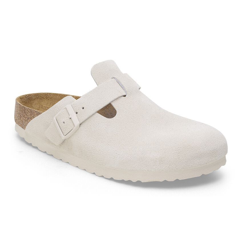Boston Soft Footbed Suede Leather Antique White, Size: EU 42 Narrow (US 11-11.5)