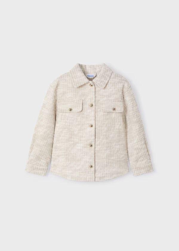 Crystal Tweed Overshirt, Color: Sand, Size: 2