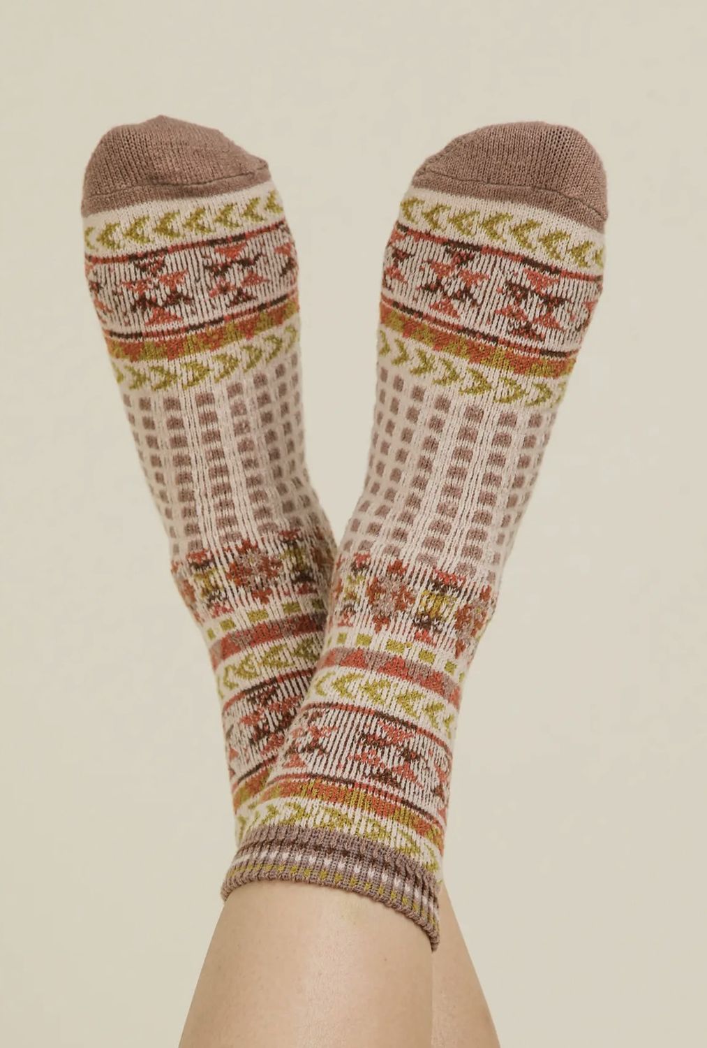 Gracie Graphic Crew Socks, Color: Cream