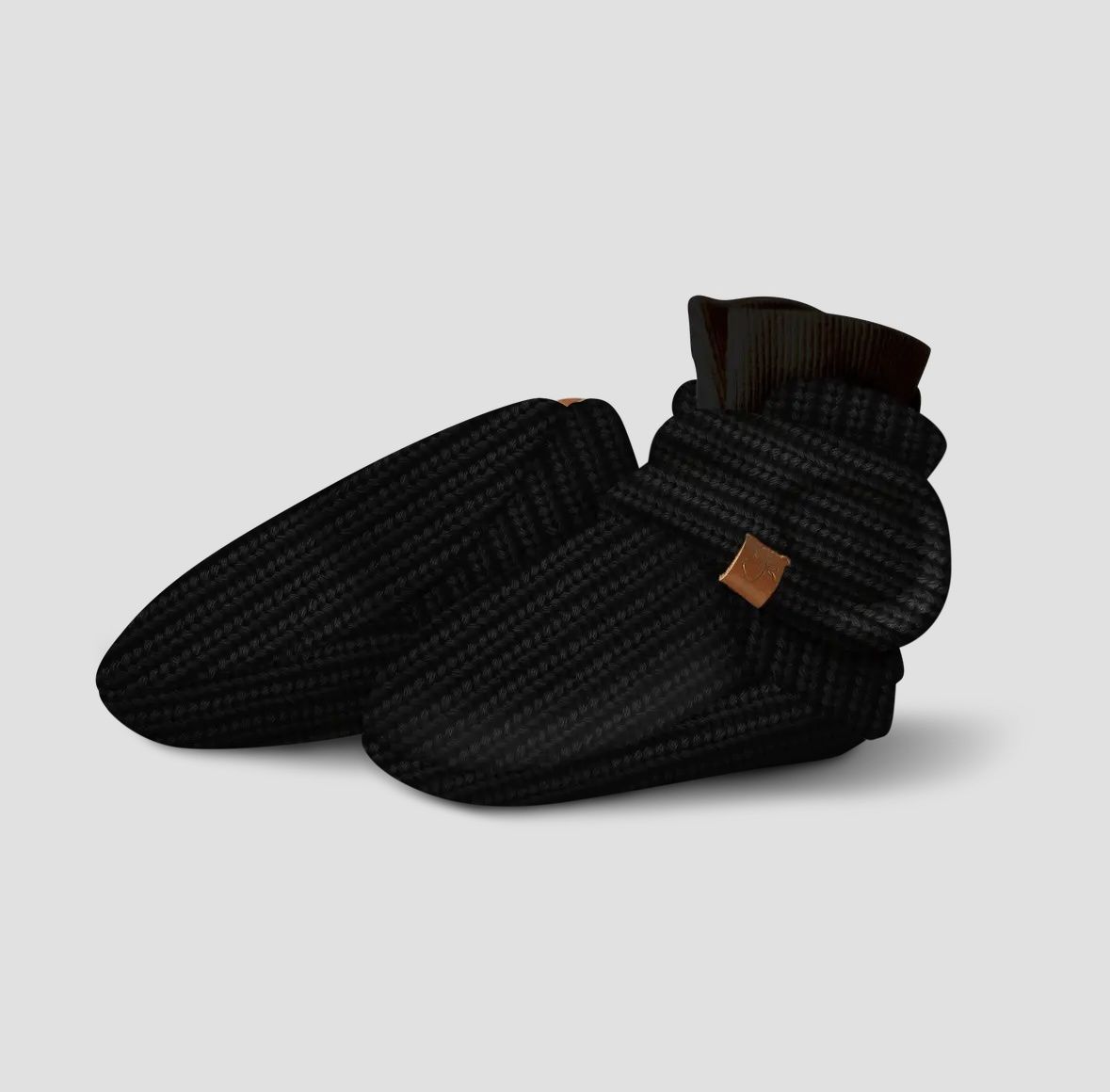 Baby Knit Booties, Color: Black, Size: 0-3M