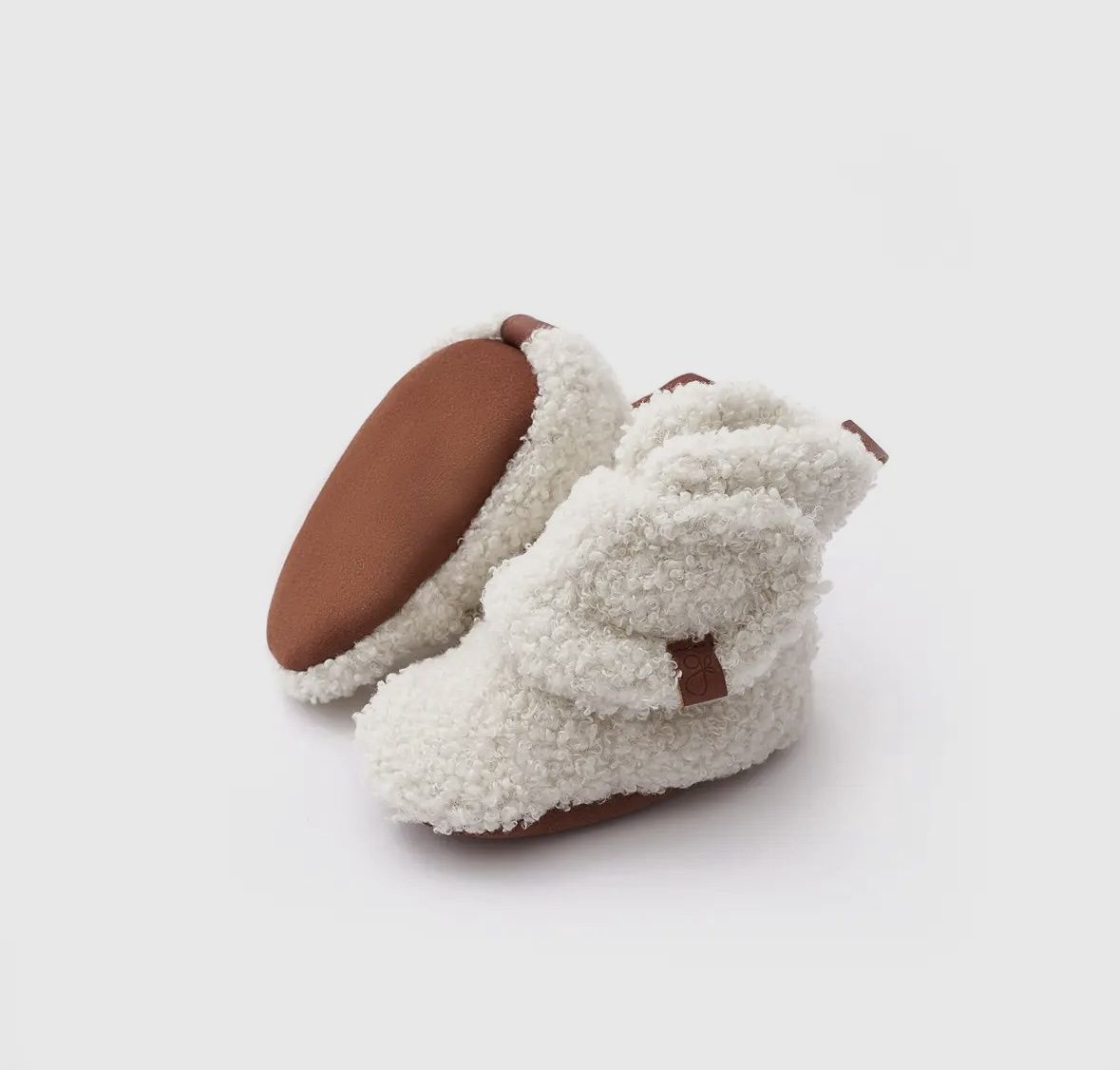 Baby Sherpa Booties, Color: Alabaster, Size: 3-6M