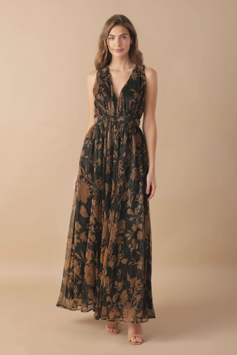 Cave Woman Maxi Dress, Color: Black/Gold, Size: Small