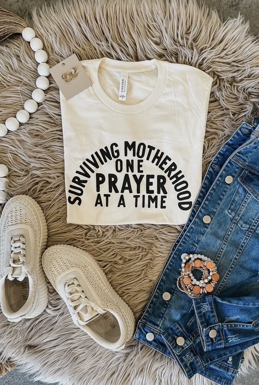 Surviving Motherhood Graphic Tee, Color: Natural, Size: Small