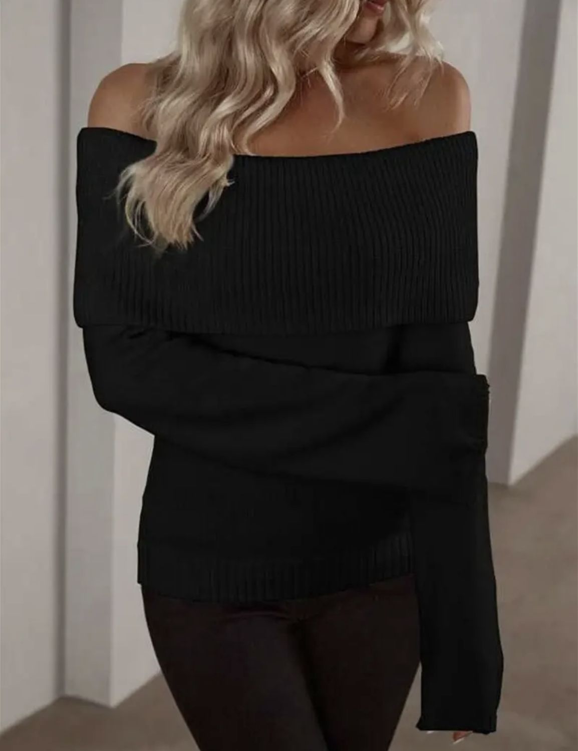 Amanda Lee One Shoulder Sweater, Color: Black, Size: Small