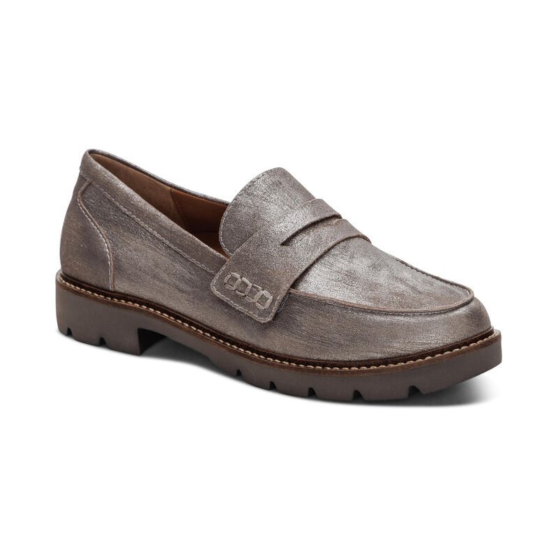 Collette Arch Support Loafer - Brushed Silver, Color: Brushed Silver, Size: 37 (US 7)