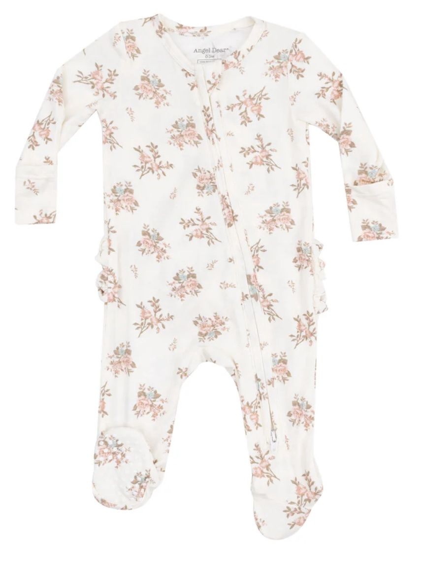 Rosebud Sleeper, Color: Cream + Rosebuds, Size: NB