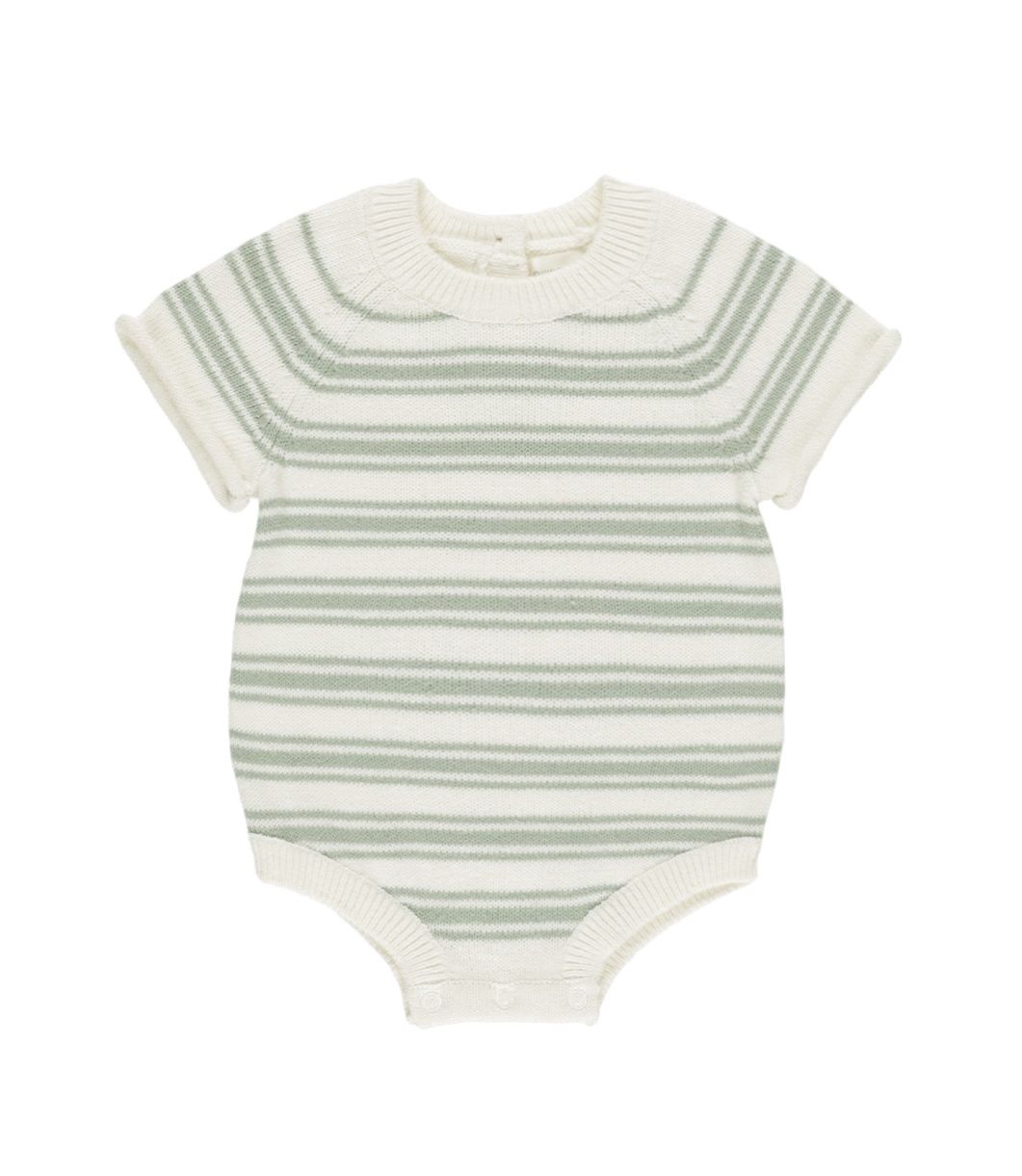 Rowan Knit Romper, Color: Sage Stripe, Size: 0-3 Months