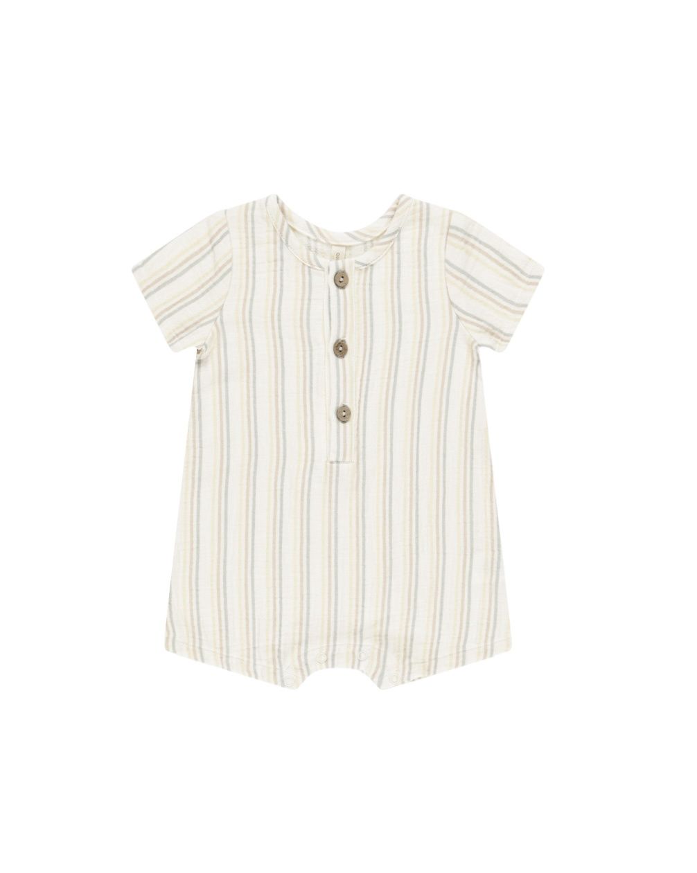 Cam Short Sleeve Woven Romper, Color: Summer Stripe, Size: 0-3 Months