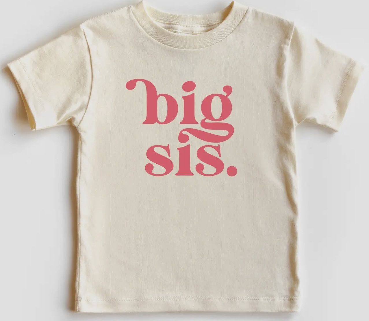Big Sis T-Shirt - Cream, Color: Cream, Size: 2