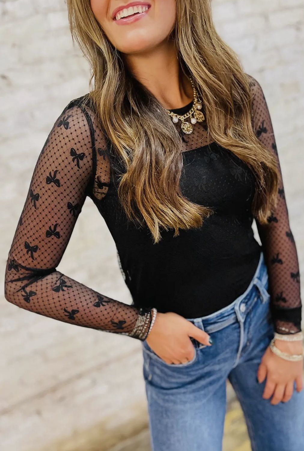 Carrie Mesh Top, Color: Black, Size: Small