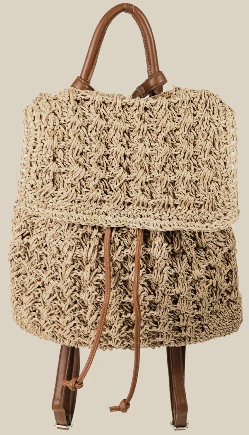 Straw Backpack Bag