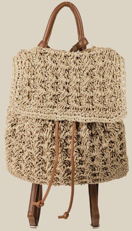 Straw Backpack Bag