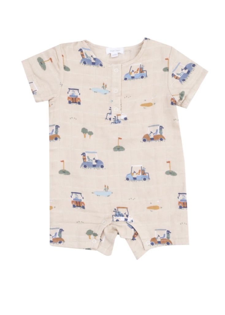 Golf Cart Cuties Romper, Color: Oat, Size: 3-6 Months