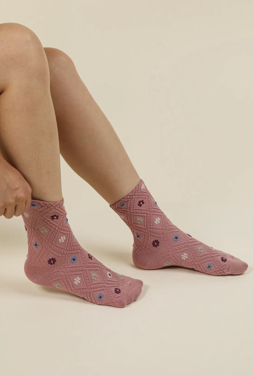 Floral Print Socks - Blush