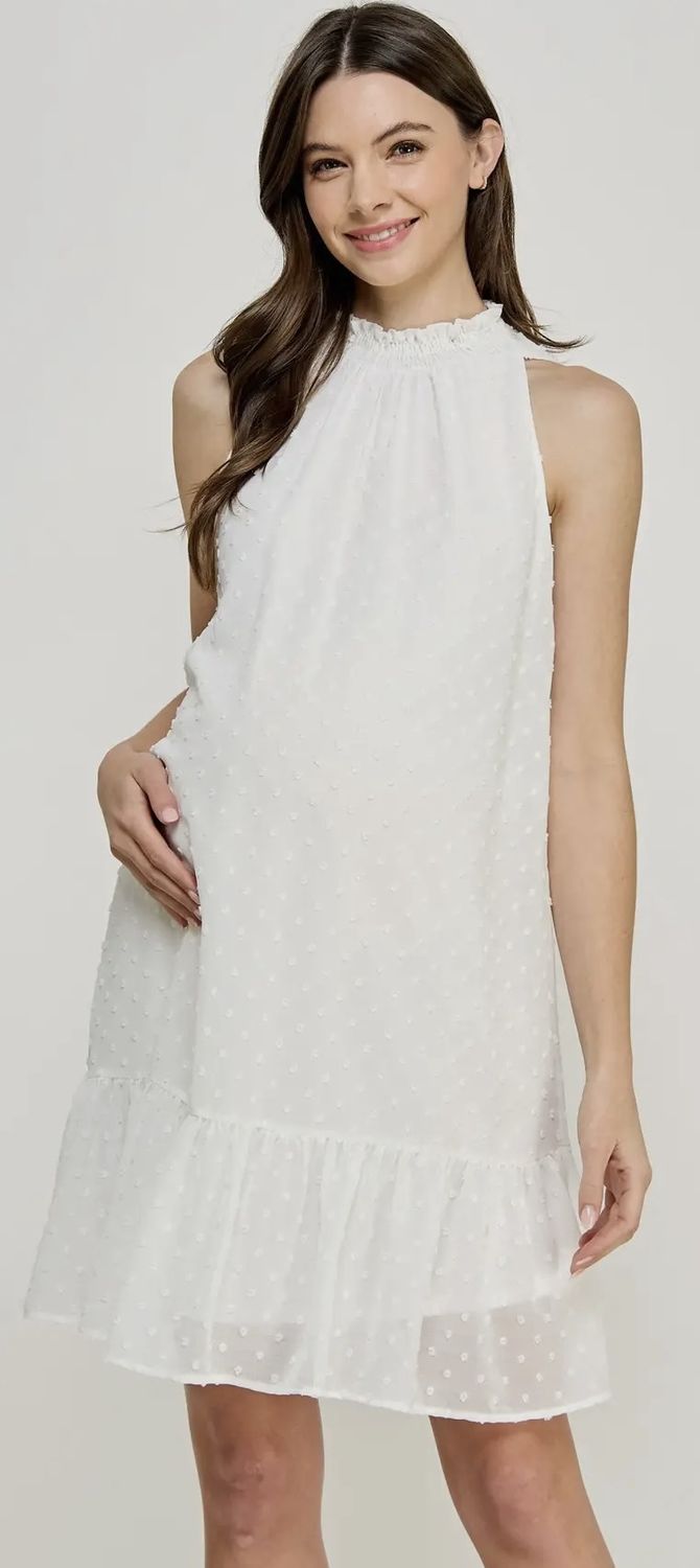 Mindy Dot Dress, Color: White, Size: Small