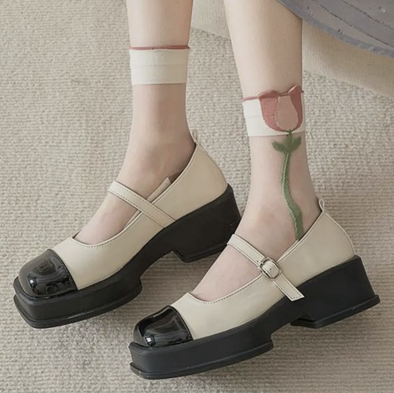Floral Sheer Mesh Socks