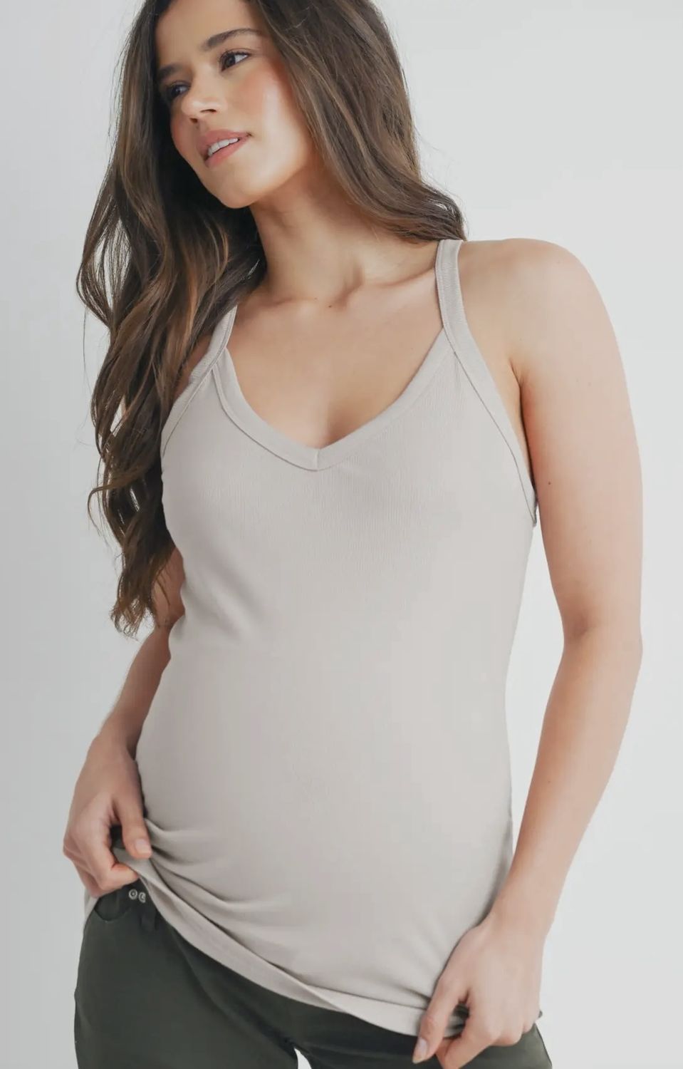 Cameron Racerback Tank Top - Taupe, Color: Taupe, Size: Small