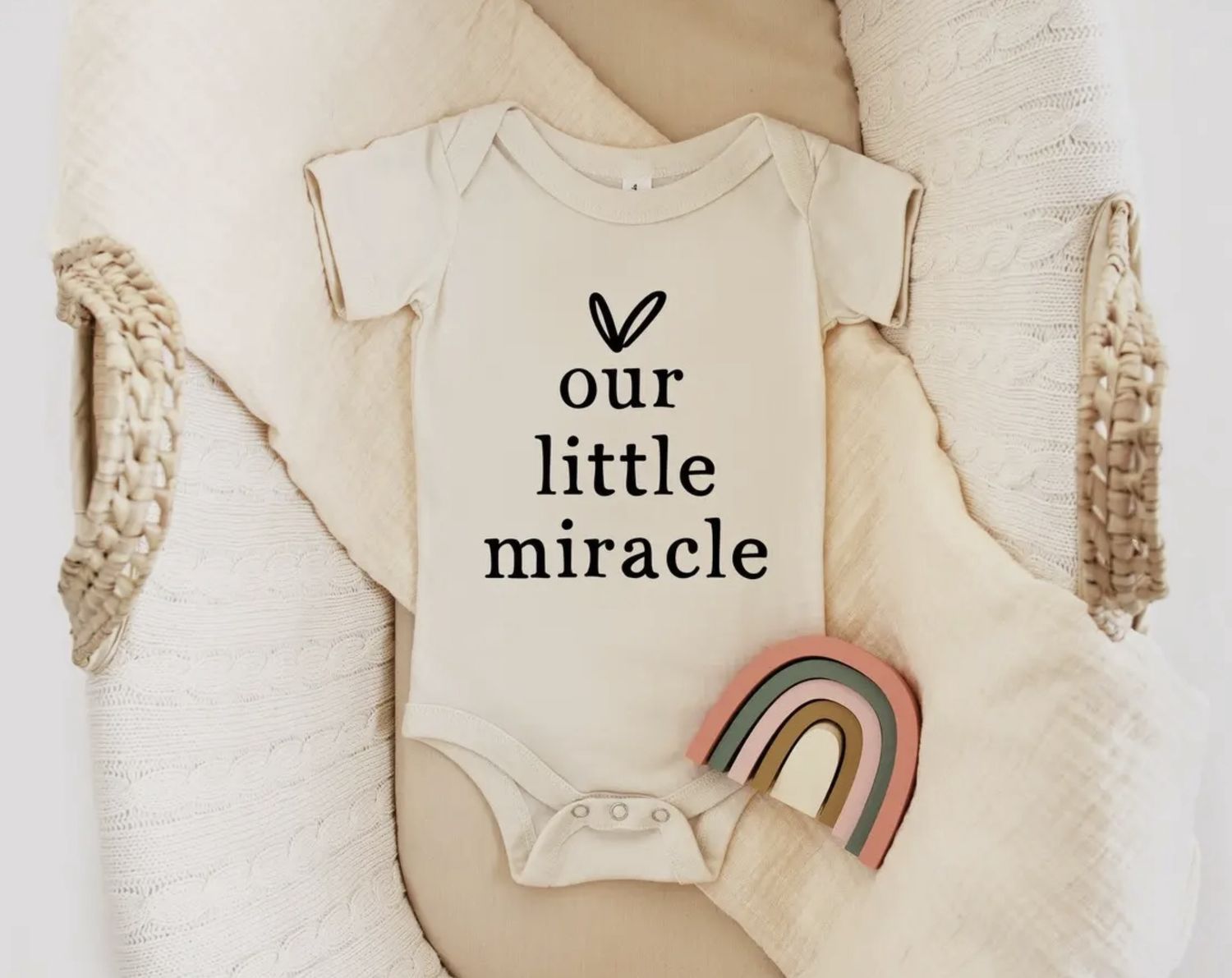Our Little Miracle Onesie, Color: Cream, Size: 0-3M
