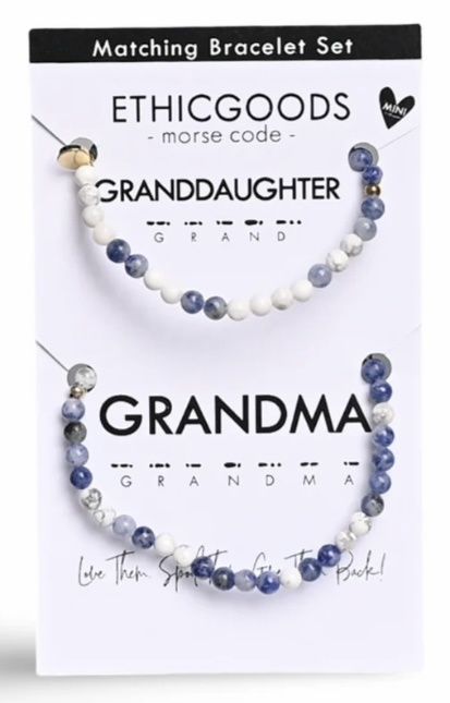 Grandma &amp; Mini Granddaughter Morse Code Bracelet Set