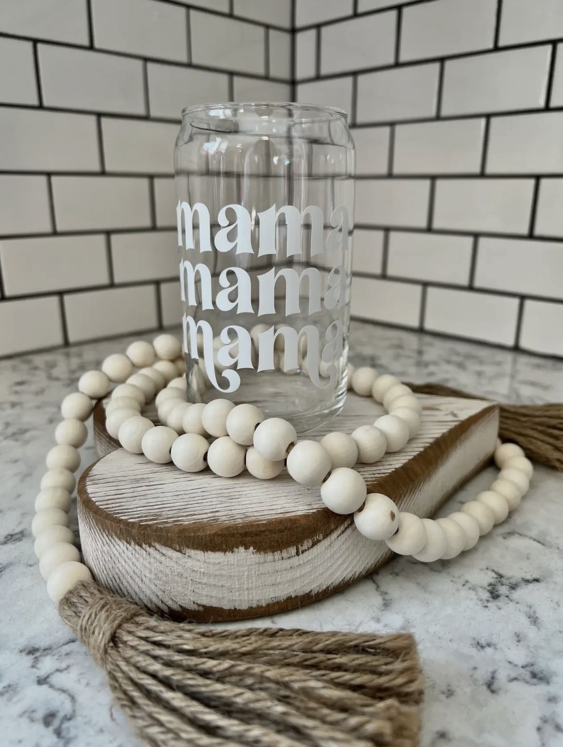 Mama Beer Can Glass