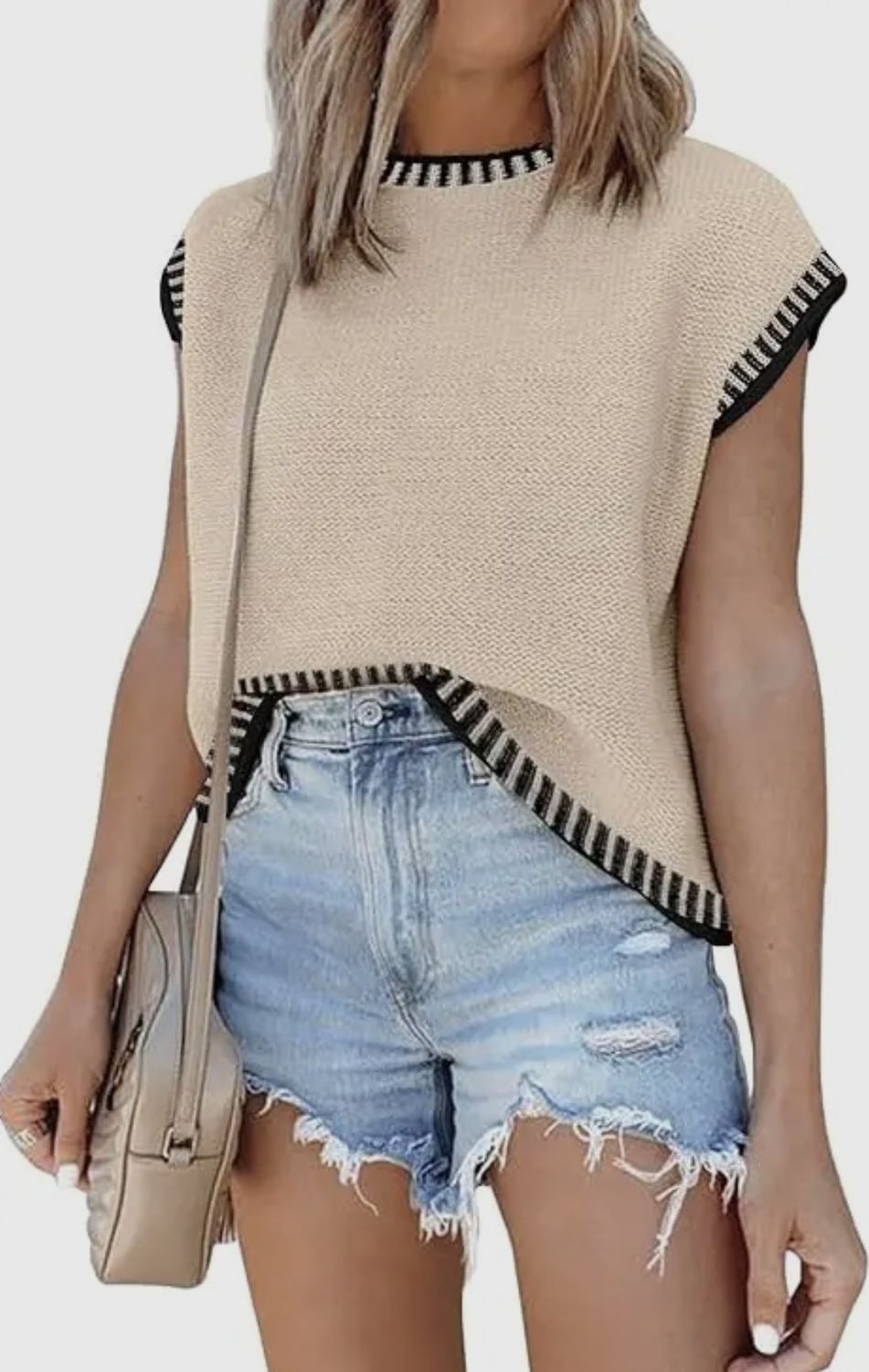 Zebra Sweater Sleeveless Top, Color: Apricot, Size: Small