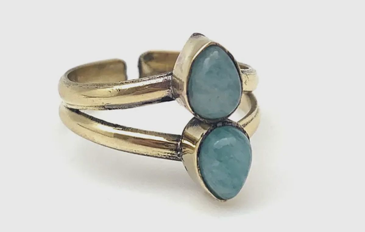 Tanvi Ring Gold with Double Amazonite