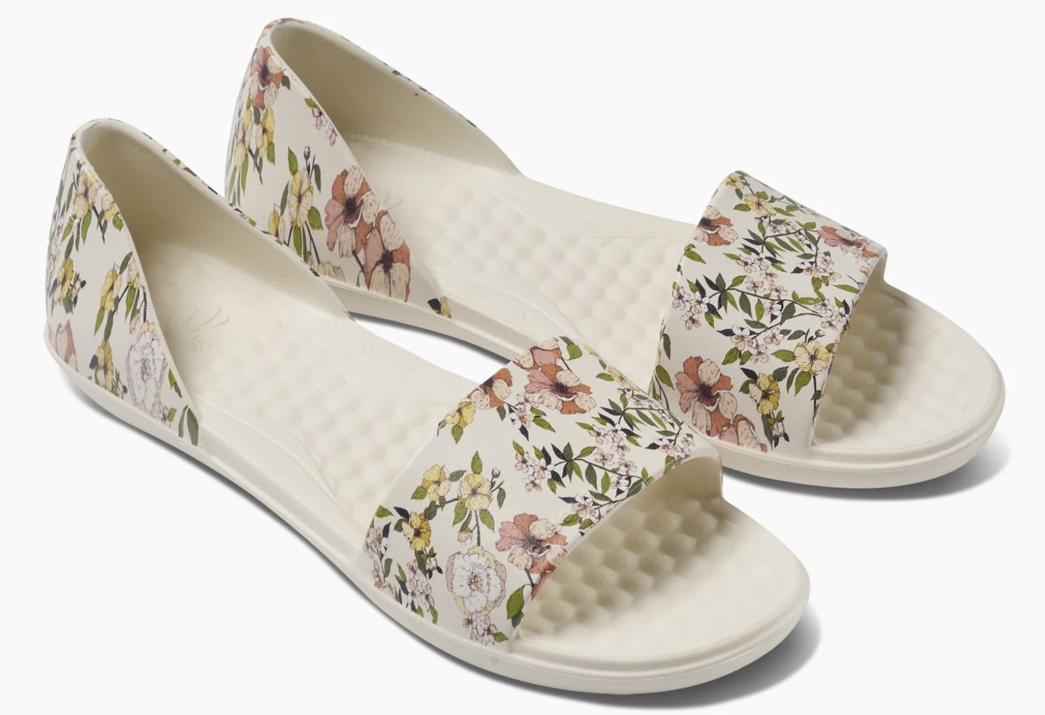 Friday Tow-Tone Bone Summer Sandal, Color: Bone/Flower, Size: 5