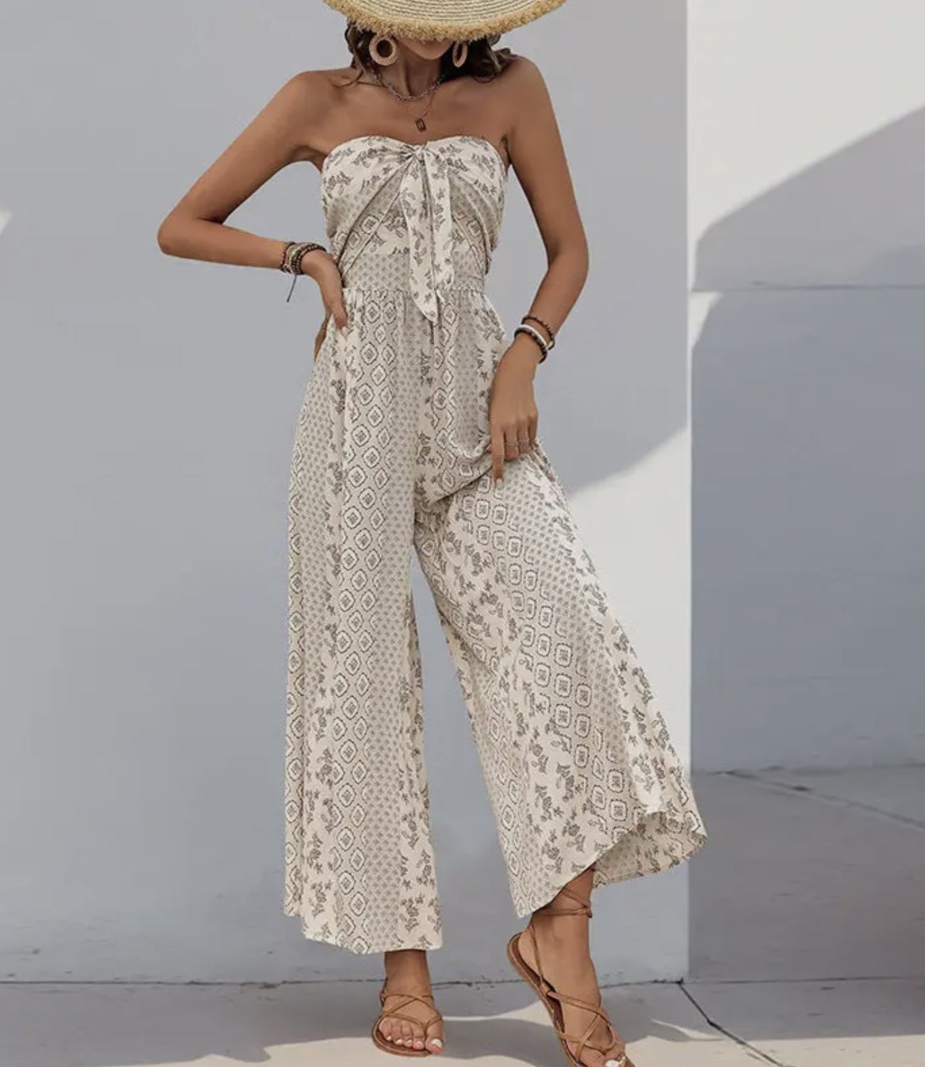 Gabby Tube Top Jumpsuit - Apricot, Color: Apricot, Size: Small