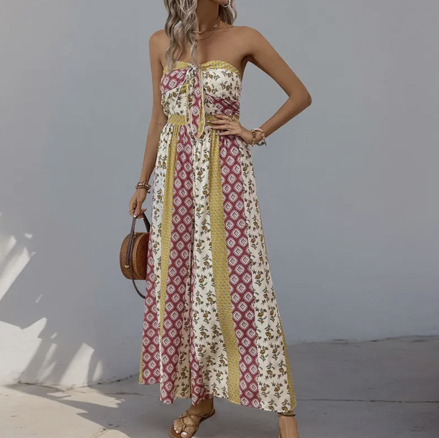 Gabby Tube Top Jumpsuit - Yellow, Color: Yellow, Size: Small